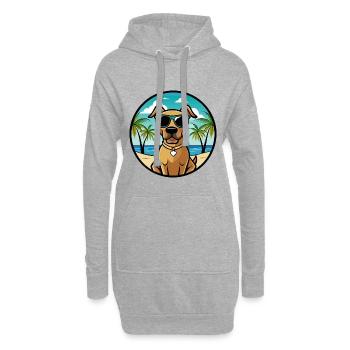 Black Mouth Cur Dog Breed Cartoon Sunglasses Beach - Hoodie Dress - heather grey - Front