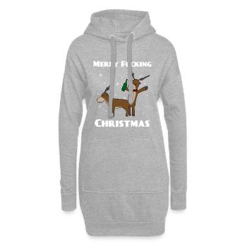 Merry Fucking Christmas Rentiere - Hoodie-Kleid - Grau meliert - Vorne