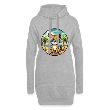 Chausie Katzenrasse Cartoon Sonnenbrille Strand - Hoodie-Kleid - Grau meliert - Vorne
