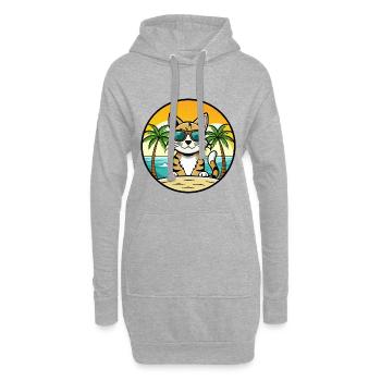 Ägäis Katzenrasse Cartoon Sonnenbrille Strand - Hoodie-Kleid - Grau meliert - Vorne
