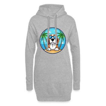 Basset Bleu De Gascogne Hunderasse Cartoon Beach - Hoodie-Kleid - Grau meliert - Vorne