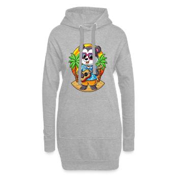 Lustige Panda Cartoon Sommer Strand Sonnenbrille Gitarre - Hoodie-Kleid - Grau meliert - Vorne
