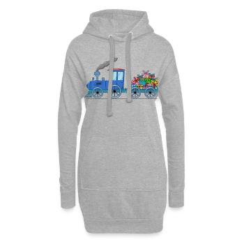 Children's train train with trailer in blue - Hoodie Dress - heather grey - Front