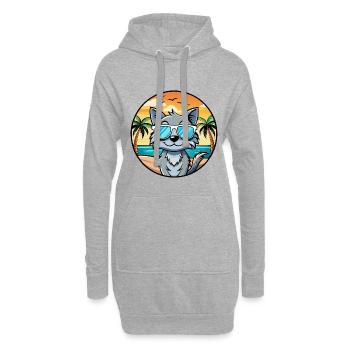 Australische Nebelkatzenrasse Cartoon Sonnenbrille Strand - Hoodie-Kleid - Grau meliert - Vorne