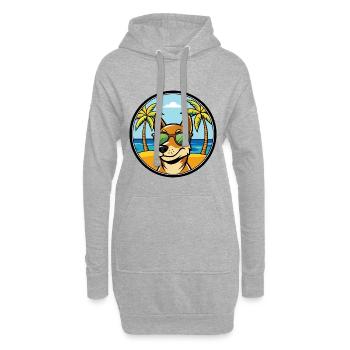 Serbischer dreifarbiger Laufhund Rasse Cartoon Strand - Hoodie-Kleid - Grau meliert - Vorne