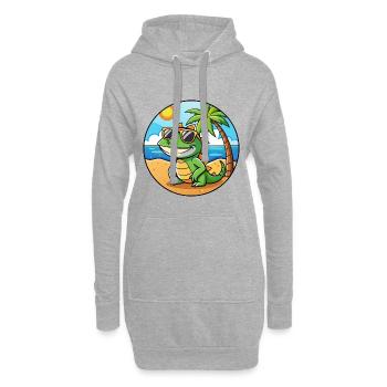 Lunettes de soleil de plage d’été de dessin animé drôle de lézard - Sweat-shirt à capuche long Femme - gris chiné - Devant