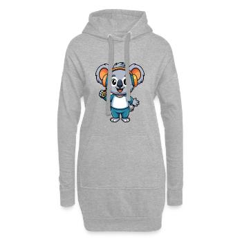 Koala Lustige Cartoon Figur Kopfhörer Musik - Hoodie-Kleid - Grau meliert - Vorne