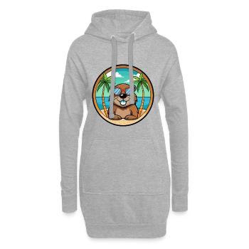Biber Lustige Cartoon Sommer Strand Sonnenbrille Cool - Hoodie-Kleid - Grau meliert - Vorne