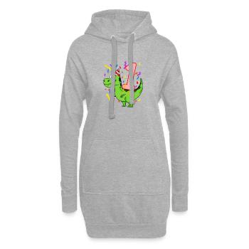 Dinosaurier Geburtstag 1 Jahre alt - Hoodie-Kleid - Grau meliert - Vorne