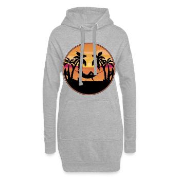 Coucher de soleil au bord de la mer - Palmiers avec hamac - Sweat-shirt à capuche long Femme - gris chiné - Devant