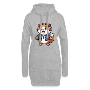 Meerschweinchen Lustige Zeichentrickfigur Kopfhörer Musik - Hoodie-Kleid - Grau meliert - Vorne