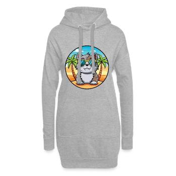 Schottische Falte Kurzhaarkatze Rasse Cartoon Strand - Hoodie-Kleid - Grau meliert - Vorne