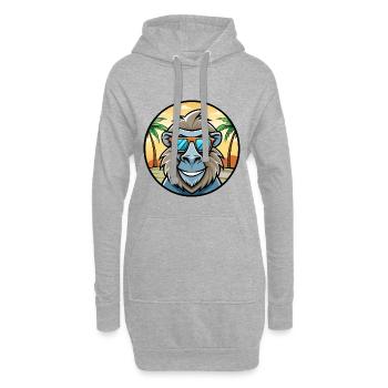 Baboon Funny Cartoon Summer Beach Sunglasses Cool - Hoodie Dress - heather grey - Front