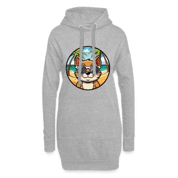 Bambino Katzenrasse Cartoon Sonnenbrille Strand - Hoodie-Kleid - Grau meliert - Vorne
