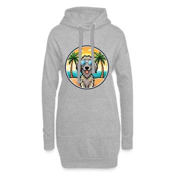 Deutsch Langhaar Vorstehhund Rasse Cartoon Strand - Hoodie-Kleid - Grau meliert - Vorne