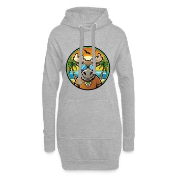 Elch Lustige Cartoon Sommer Strand Sonnenbrille Cool - Hoodie-Kleid - Grau meliert - Vorne