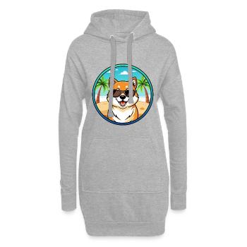 Shih Poo Hunderasse Cartoon Sonnenbrille Strand - Hoodie-Kleid - Grau meliert - Vorne