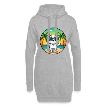 Japanische Bobtail Katzenrasse Cartoon Sonnenbrille Strand - Hoodie-Kleid - Grau meliert - Vorne