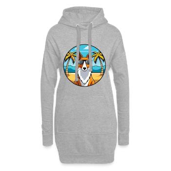 Smooth Collie Hunderasse Cartoon Sonnenbrille Strand - Hoodie-Kleid - Grau meliert - Vorne