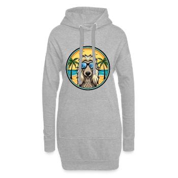 Afghanischer Windhund Hunderasse Cartoon Sonnenbrille Strand - Hoodie-Kleid - Grau meliert - Vorne