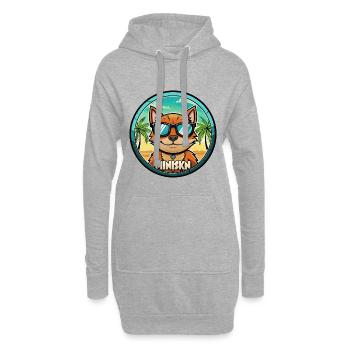 Minskin Katzenrasse Cartoon Sonnenbrille Strand - Hoodie-Kleid - Grau meliert - Vorne