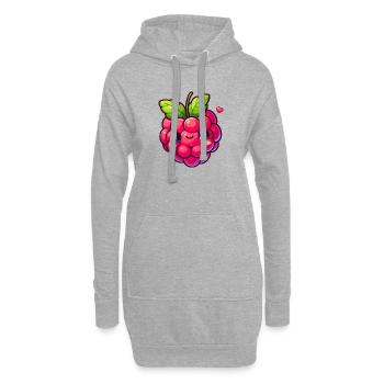 Himbeere - Herz - Hoodie-Kleid - Grau meliert - Vorne