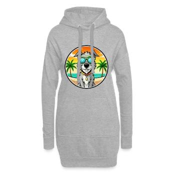 Irischer Wolfshund Hunderasse Cartoon Sonnenbrille Strand - Hoodie-Kleid - Grau meliert - Vorne
