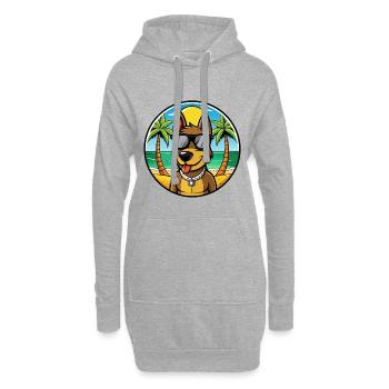 Deutscher Jagdterrier Hunderasse Cartoon Beach - Hoodie-Kleid - Grau meliert - Vorne