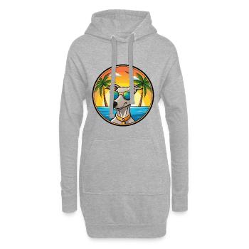 Lurcher Hunderasse Cartoon Sonnenbrille Strand - Hoodie-Kleid - Grau meliert - Vorne