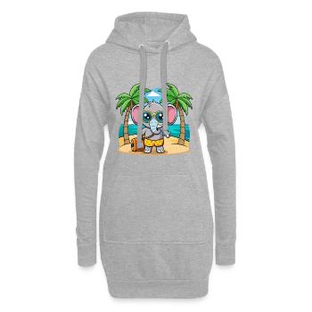 Elefant Lustige Cartoon Sommer Strand Sonnenbrille - Hoodie-Kleid - Grau meliert - Vorne
