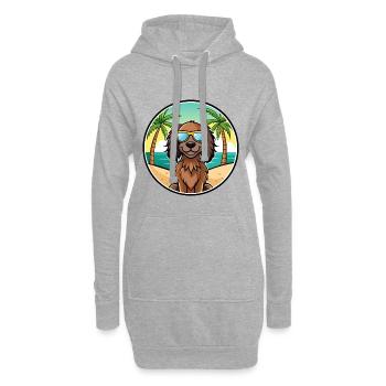 Deutsch Langhaar Vorstehhund Rasse Cartoon Strand - Hoodie-Kleid - Grau meliert - Vorne