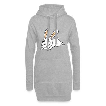 Kaninchen Hase Osterhase - Hoodie-Kleid - Grau meliert - Vorne
