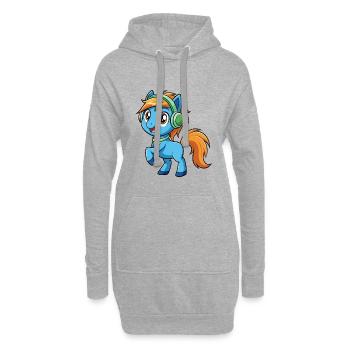 Pony Lustige Zeichentrickfigur Kopfhörer Musik - Hoodie-Kleid - Grau meliert - Vorne