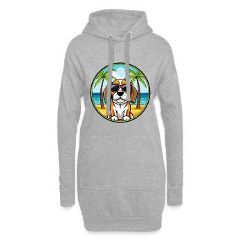 Beagle Harrier Hunderasse Cartoon Sonnenbrille Strand - Hoodie-Kleid - Grau meliert - Vorne