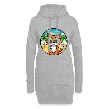 Somali Katzenrasse Cartoon Kawaii Sonnenbrille Strand - Hoodie-Kleid - Grau meliert - Vorne