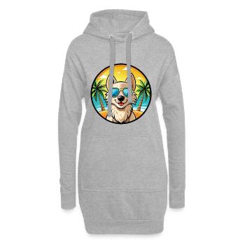 Nordic Spitz Hunderasse Cartoon Sonnenbrille Strand - Hoodie-Kleid - Grau meliert - Vorne