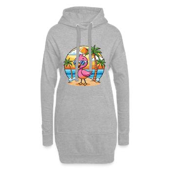 Flamingo Funny Cartoon Summer Beach Sunglasses - Hoodie Dress - heather grey - Front