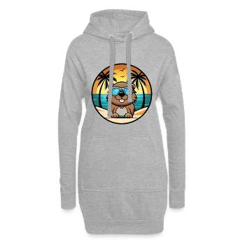 Biber Lustige Cartoon Sommer Strand Sonnenbrille Cool - Hoodie-Kleid - Grau meliert - Vorne