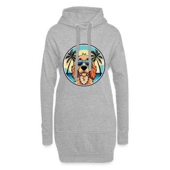Englischer Cocker Spaniel Hunderasse Cartoon Beach - Hoodie-Kleid - Grau meliert - Vorne