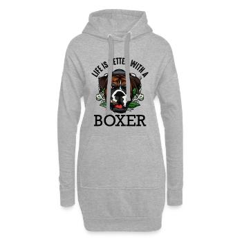 boxeur - Sweat-shirt à capuche long Femme - gris chiné - Devant