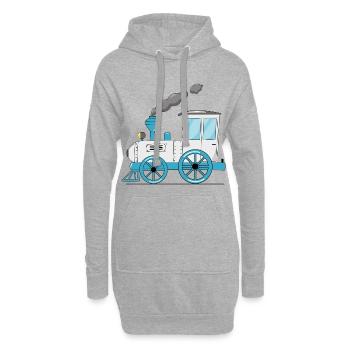 Kinderzug Eisenbahn weiß - Hoodie-Kleid - Grau meliert - Vorne