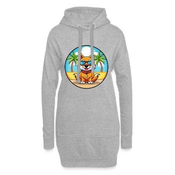 Chinesische kaiserliche Hunderasse Cartoon Sonnenbrille Strand - Hoodie-Kleid - Grau meliert - Vorne