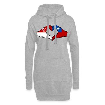 Singapour Taïwan mains forme de coeur - Sweat-shirt à capuche long Femme - gris chiné - Devant