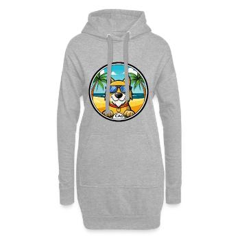 Cao De Gado Transmontano Dog Breed Cartoon Beach - Hoodie Dress - heather grey - Front