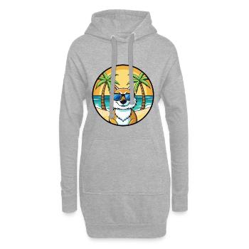 Lunettes de soleil de dessin animé de race de chien du Groenland plage - Sweat-shirt à capuche long Femme - gris chiné - Devant