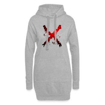 X Desing rot schwarz - Hoodie-Kleid - Grau meliert - Vorne