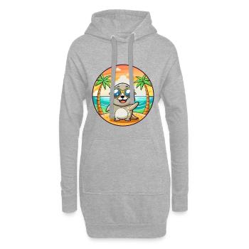 Lunettes de soleil de plage d’été de dessin animé drôle de phoque - Sweat-shirt à capuche long Femme - gris chiné - Devant