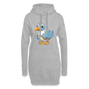 Albatross Mascotte mignonne Personnage de dessin animé Kawaii - Sweat-shirt à capuche long Femme - gris chiné - Devant