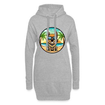 Black Tan Dog Breed Cartoon Sunglasses Beach - Hoodie Dress - heather grey - Front