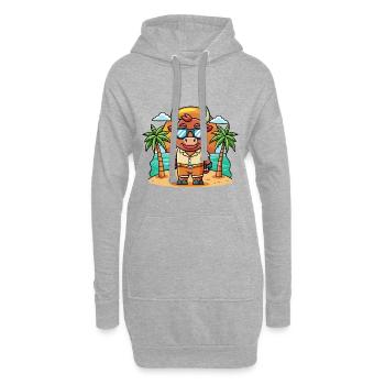 Bull Funny Cartoon Summer Beach Sunglasses - Hoodie Dress - heather grey - Front